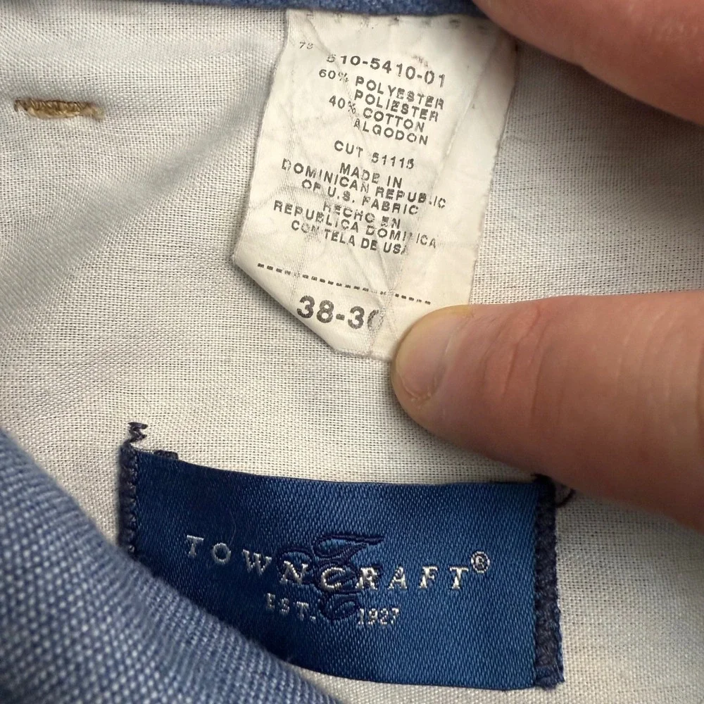 Towncraft Mens Blue Denim Jeans‎ 38x30 (36x30) Straight Leg Classic Fit Cotton